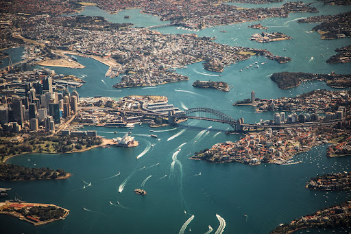 aerial view of Sydney harbour